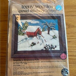 Vintage “Teeny Weenies Crewel Stitchery” Kit By Paragon Covered Bridge Crafty